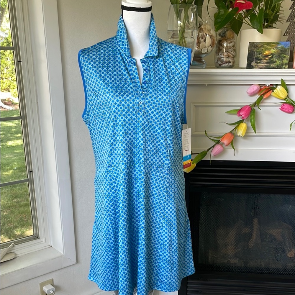 Green and Blue Sleeveless Golf Dress
